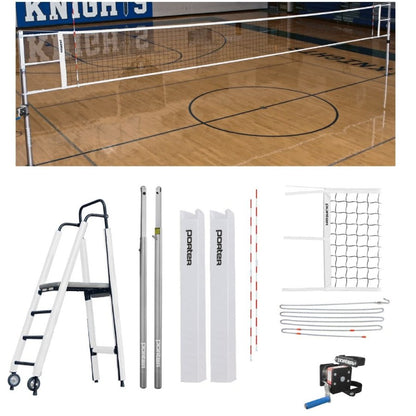 Porter Powr-Line 3.5" Compeition Plus Volleyball Package w/ Judge's Stand