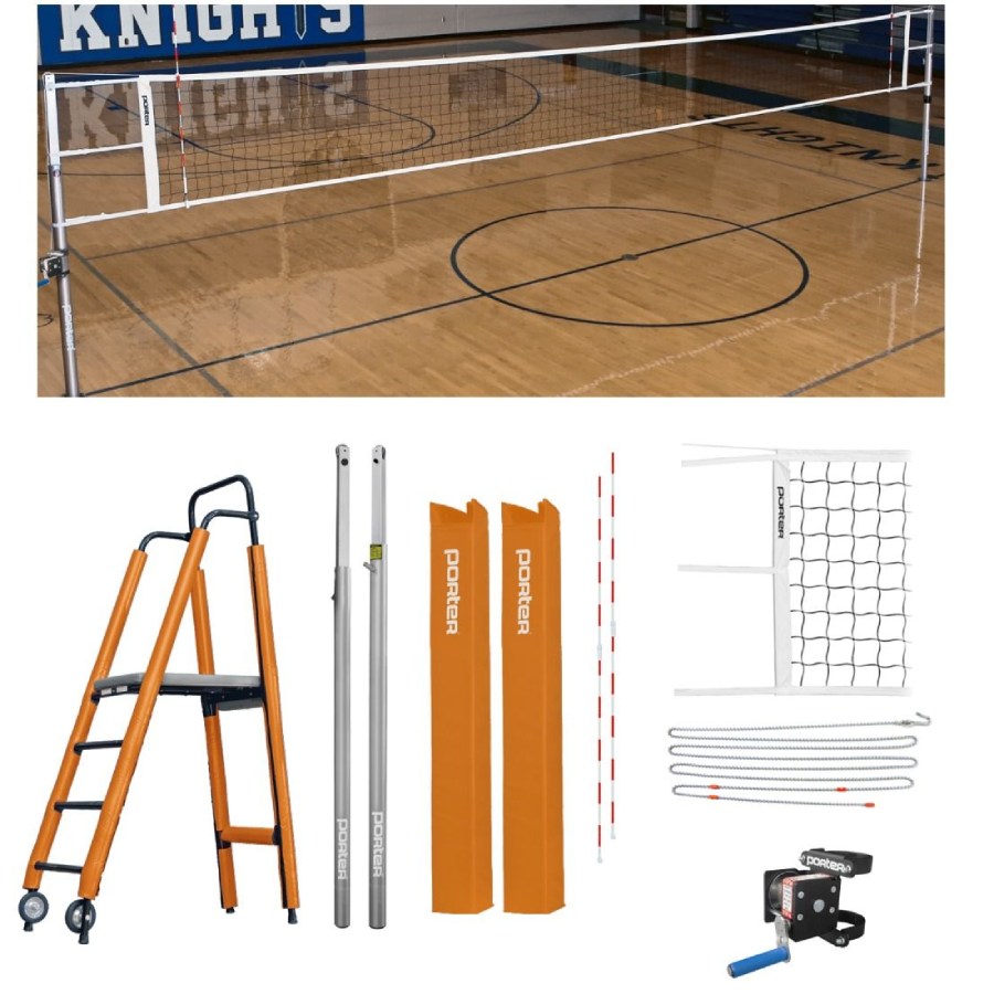 Porter Powr-Line 3.5" Compeition Plus Volleyball Package w/ Judge's Stand