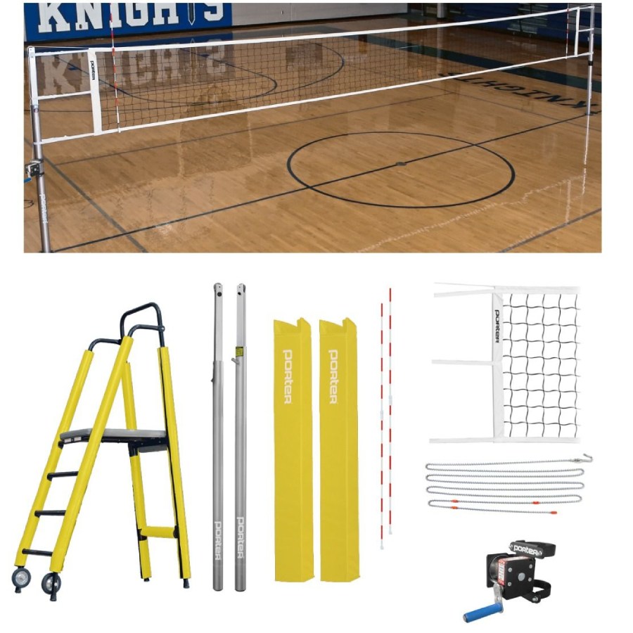 Porter Powr-Line 3.5" Compeition Plus Volleyball Package w/ Judge's Stand