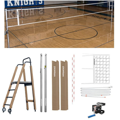 Porter Powr-Line 3.5" Compeition Plus Volleyball Package w/ Judge's Stand