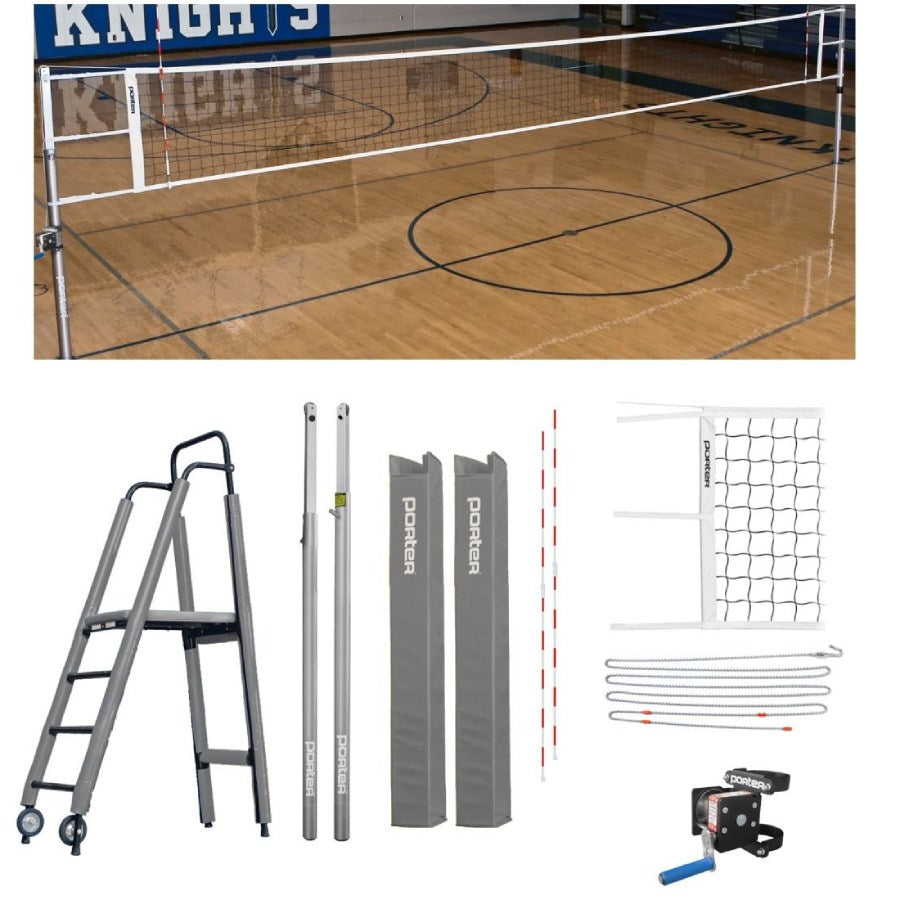 Porter Powr-Line 3.5" Compeition Plus Volleyball Package w/ Judge's Stand