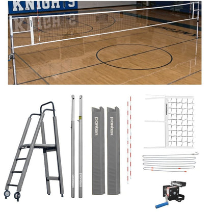 Porter Powr-Line 3.5" Compeition Plus Volleyball Package w/ Judge's Stand