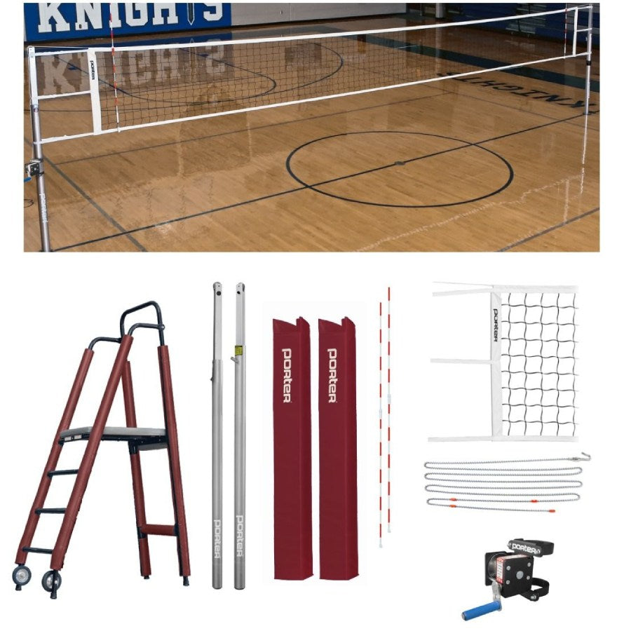 Porter Powr-Line 3.5" Compeition Plus Volleyball Package w/ Judge's Stand