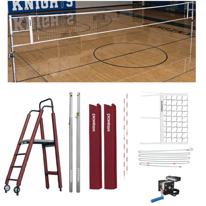 Porter Powr-Line 3.5" Compeition Plus Volleyball Package w/ Judge's Stand