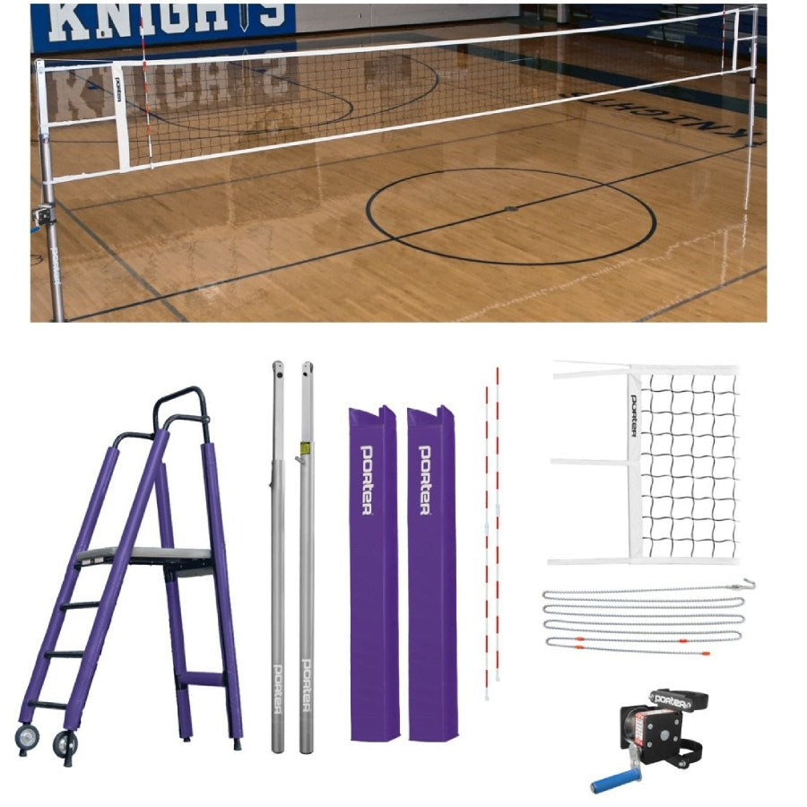 Porter Powr-Line 3.5" Compeition Plus Volleyball Package w/ Judge's Stand