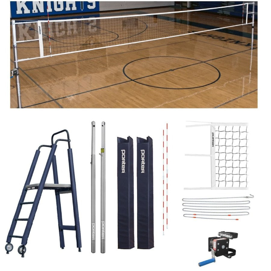 Porter Powr-Line 3.5" Compeition Plus Volleyball Package w/ Judge's Stand