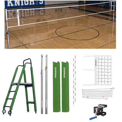 Porter Powr-Line 3.5" Compeition Plus Volleyball Package w/ Judge's Stand