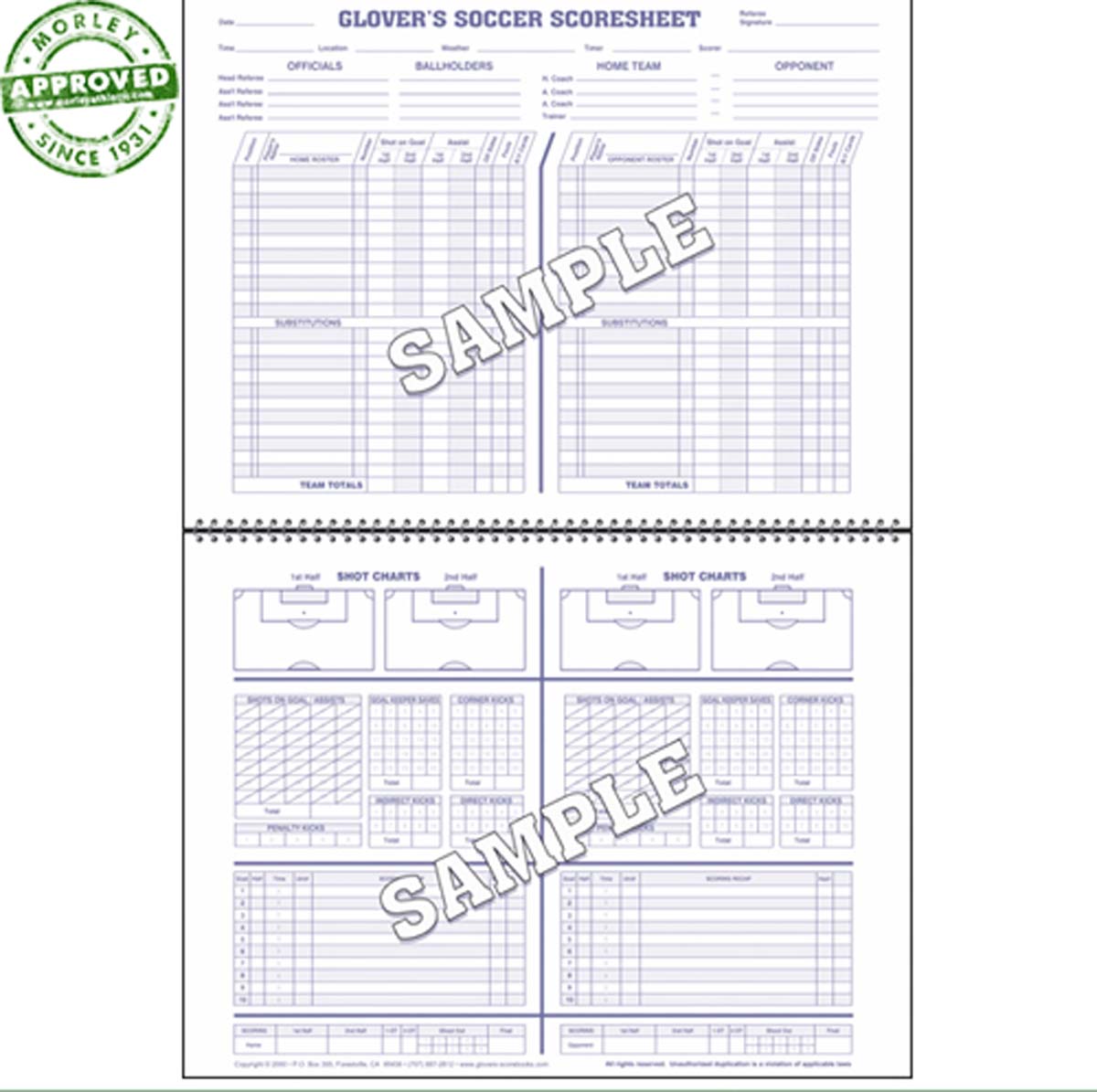 Glovers Short Form Soccer Scorebook (Each)