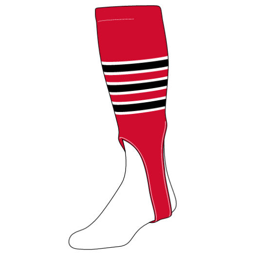 Stock Featheredge Pattern Baseball Stirrups Scarlet/White/Black Typically Ships in 1-2 Business Days