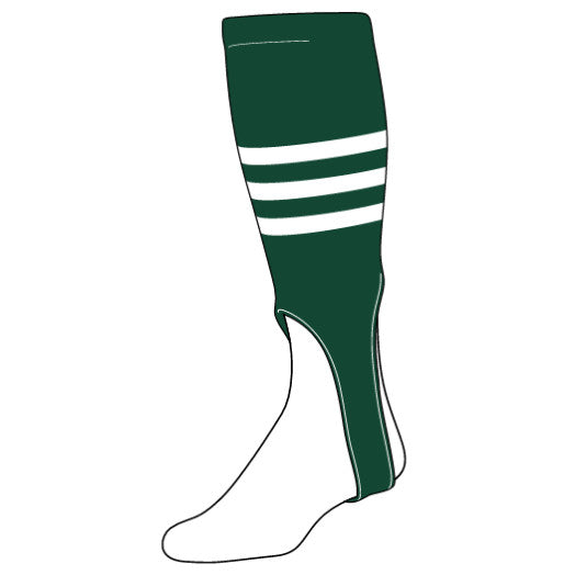 Stock Triple Stripe Baseball Stirrups Dark Green With White Stripes Typically Ships in 1-2 Business Days