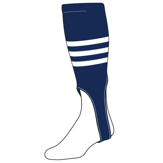 Stock Triple Stripe Baseball Stirrups Navy With White Stripes Typically Ships in 1-2 Business Days