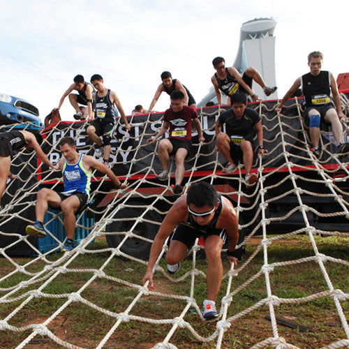 PP-Series | Outdoor Cargo Climbing Nets: White (Per Sq. ft.) 12" Mesh 3/4" Rope / Loops Top and Bottom / 20