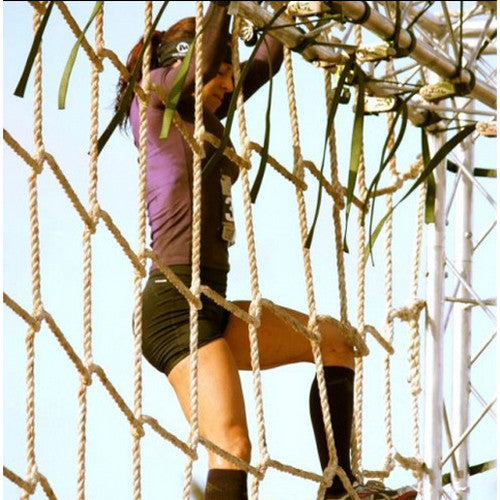 PP-Series | Outdoor Cargo Climbing Nets: White (Per Sq. ft.) 12" Mesh 3/4" Rope / Loops Top and Bottom / 20