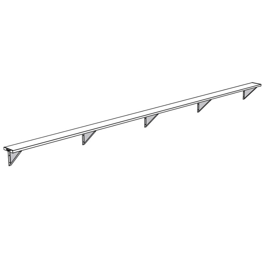 Jaypro Wall Mounted Aluminum Players Bench Natural Finish Model 21'