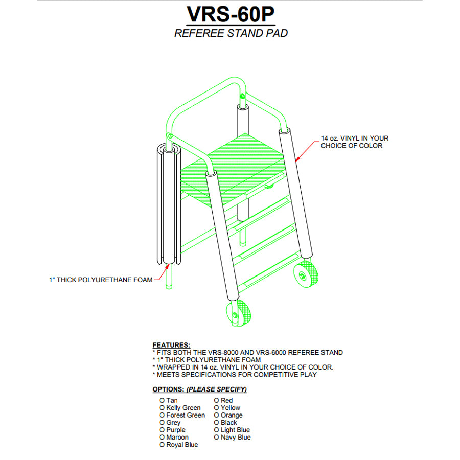 Jaypro VRS60P Referee Stand Pad For MA14888 Black