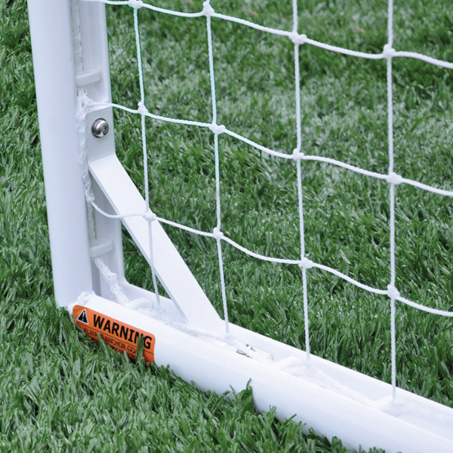 Corner joint of the Jaypro soccer goals showcasing the durable extruded aluminum construction.