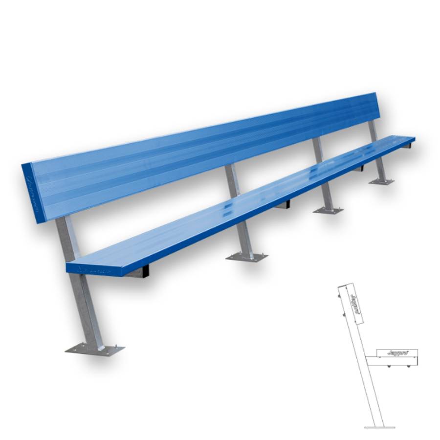 Jaypro Surface Mount Powder Coated Bench With Back