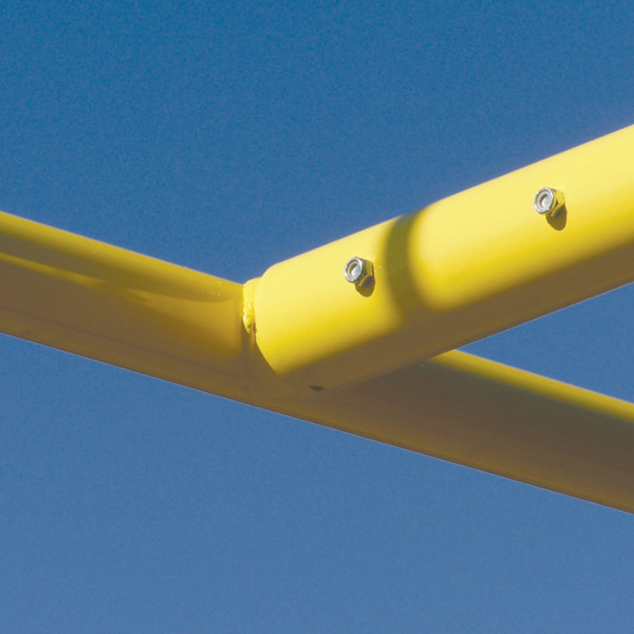 Jaypro Sports FBGP-720 Football Goal Posts - Yellow metal crossbar against a clear blue sky