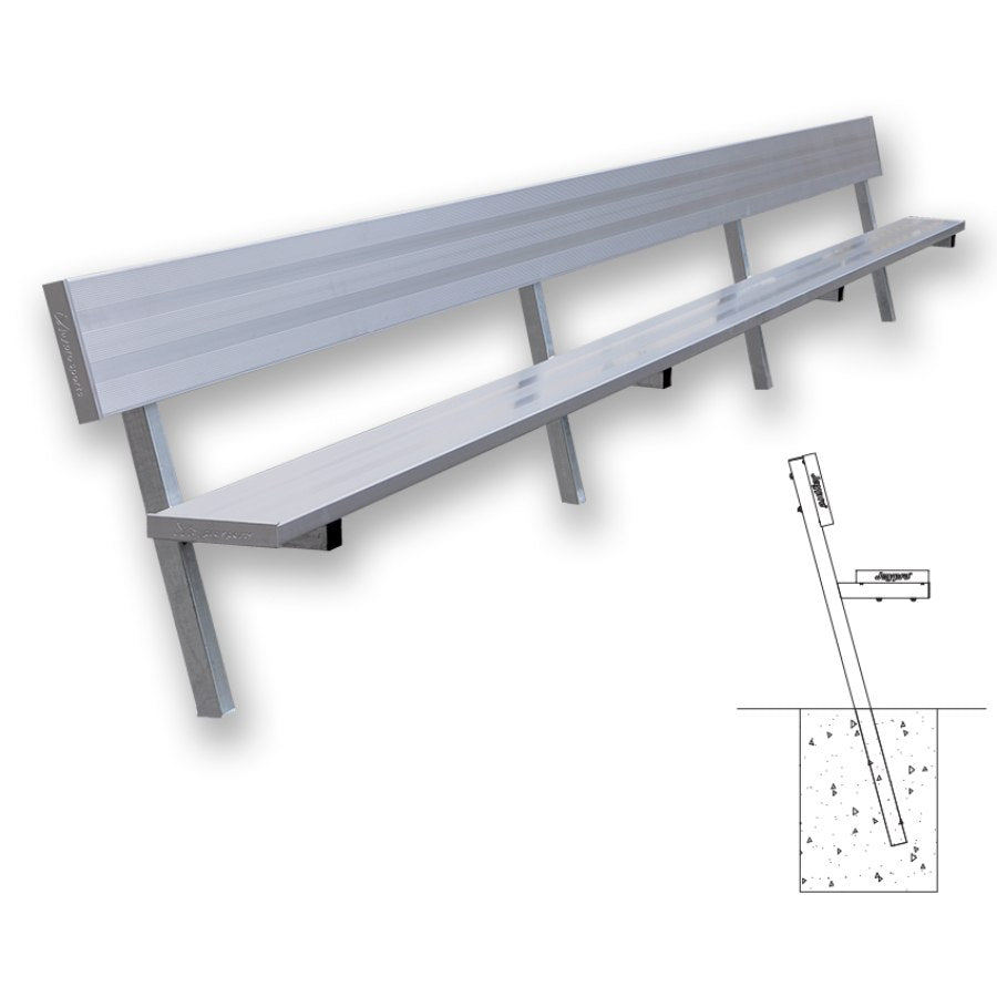Jaypro In-Ground Galvanized Players Bench With Back | LOW PRICES ...