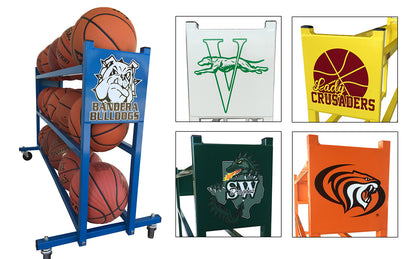 Basketball Custom Mascot Ball Rack Holds 15 Balls