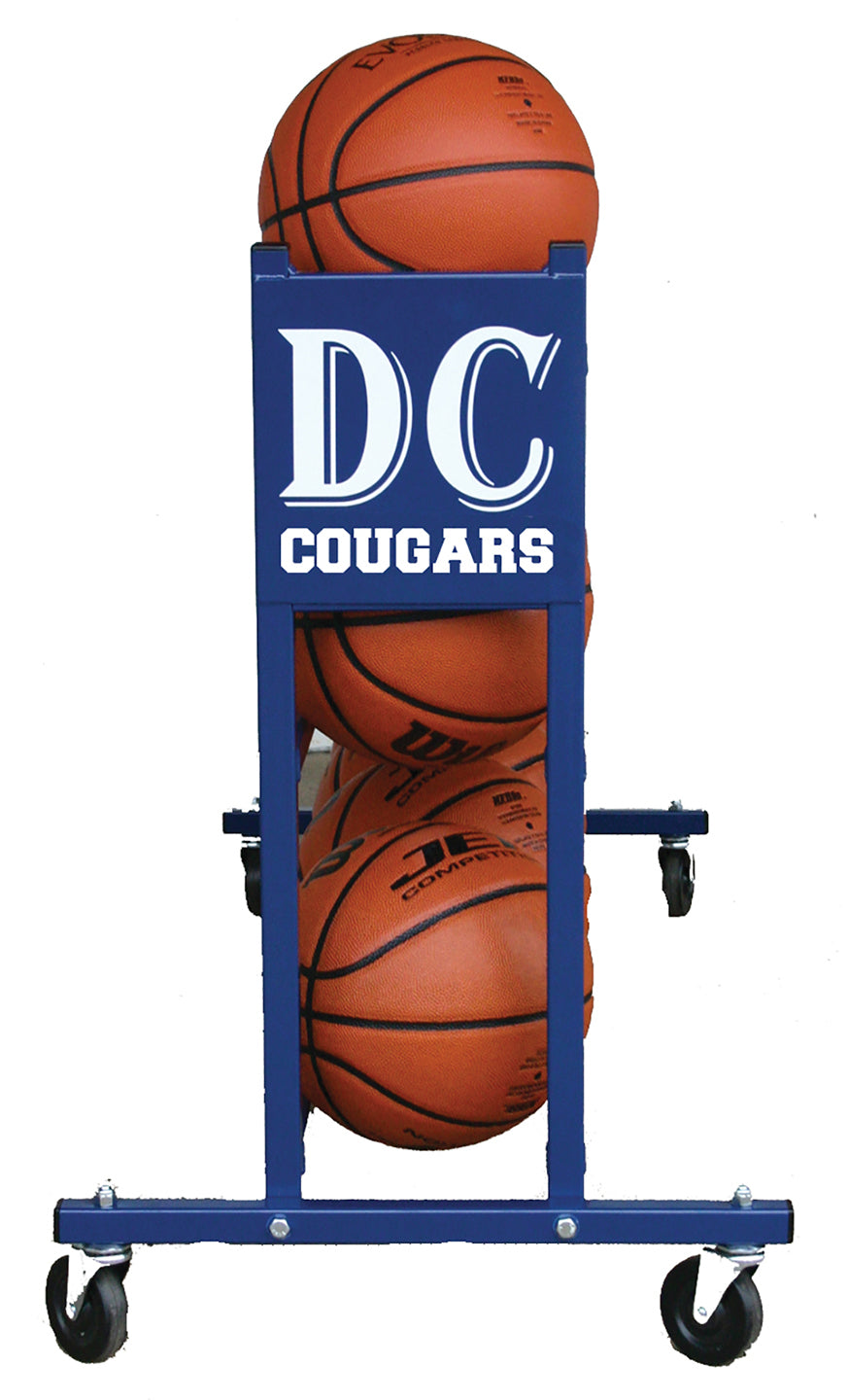 Basketball Custom Mascot Ball Rack Holds 15 Balls