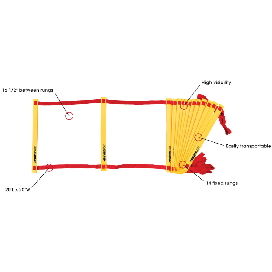 Kwik Goal Agility Ladder 20'L X 20"W Color Yellow / Red