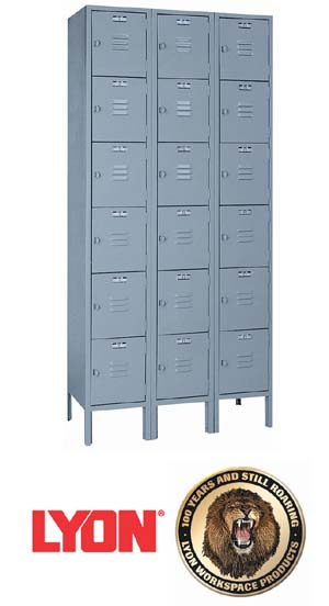 Lyon 6 Tier Lockers 12"W X 15"D X 12"HÂ Â  1 WIDEÂ  6 OPENING