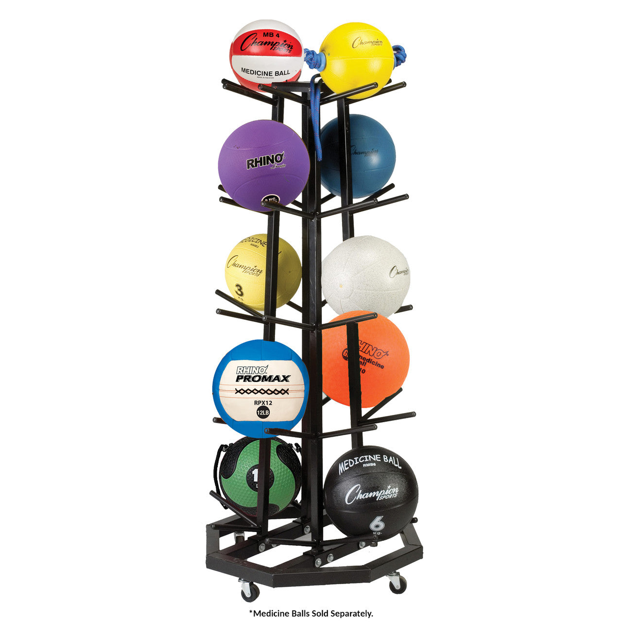 Deluxe Medicine Ball Tree - 4 Sided Storage Cart