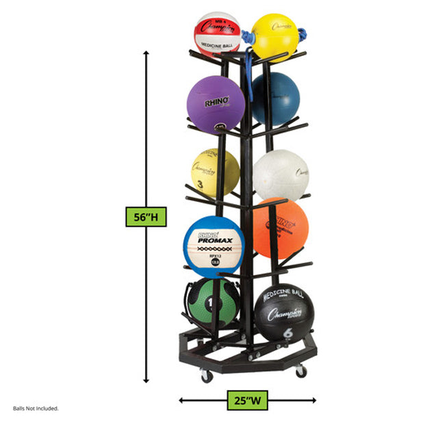 Deluxe Medicine Ball Tree - 4 Sided Storage Cart