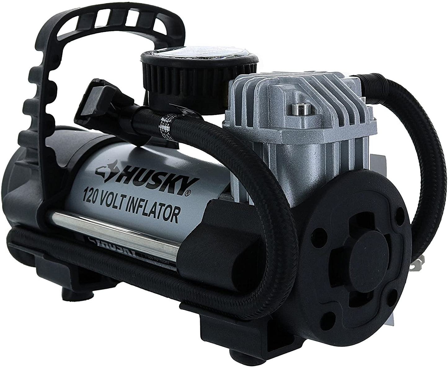 Compact Electric Inflator With Pressure Gauge and Adapters