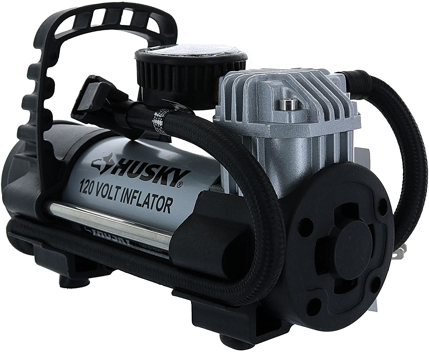 Compact Electric Inflator With Pressure Gauge and Adapters