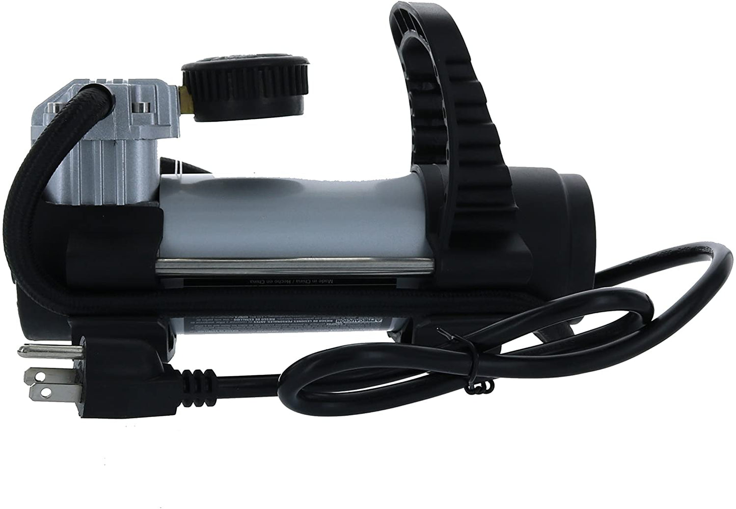 Compact Electric Inflator With Pressure Gauge and Adapters