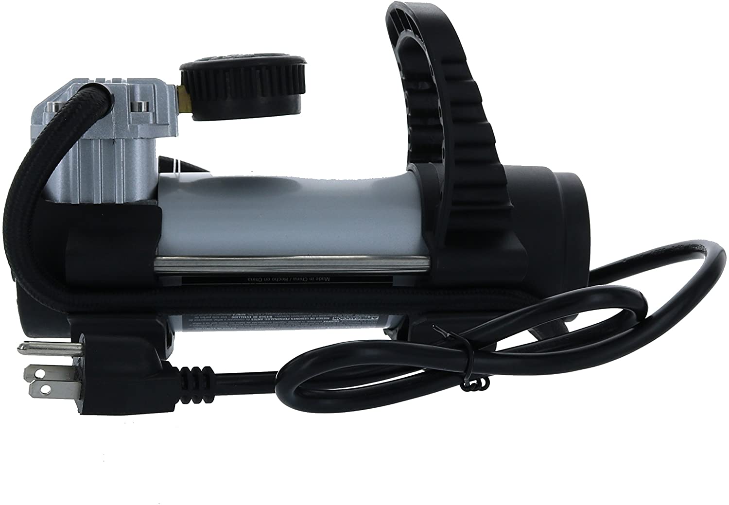 Compact Electric Inflator With Pressure Gauge and Adapters