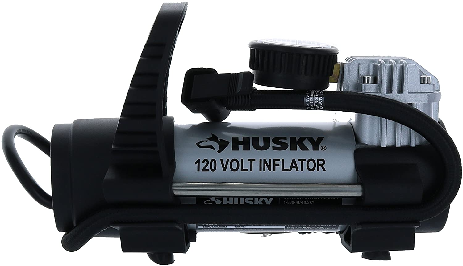 Compact Electric Inflator With Pressure Gauge and Adapters