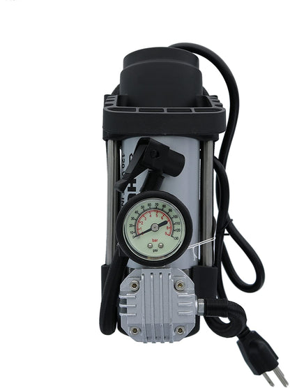 Compact Electric Inflator With Pressure Gauge and Adapters