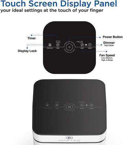 MEDIFY AIR MA-40 AIR PURIFIER - TRUE HEPA H13 - Removes 99.99% of airborne COVID and SARS surrogates! White
