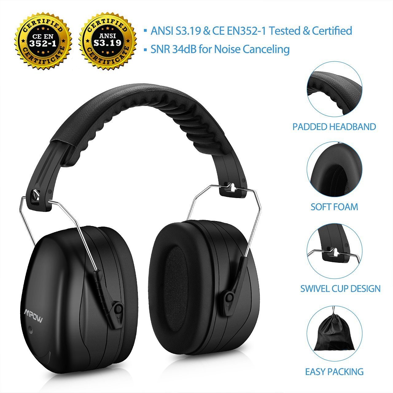Mpow 35 Pro Ear Defender Ear Muffs For Starters Typically ships in 1-2 business days