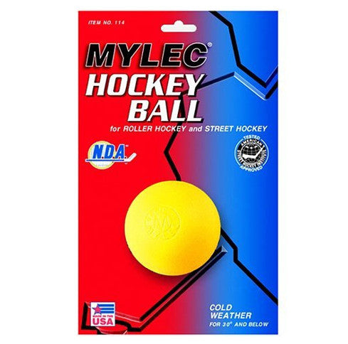 Mylec Label Mylec Yellow Cold Weather Hockey Ball Each | Morley Athletic Supply