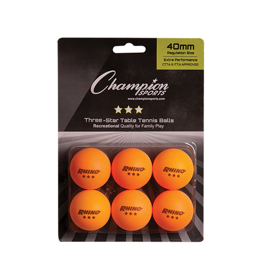 Orange Rhino 3 Star Table Tennis Balls (Pack of 6)