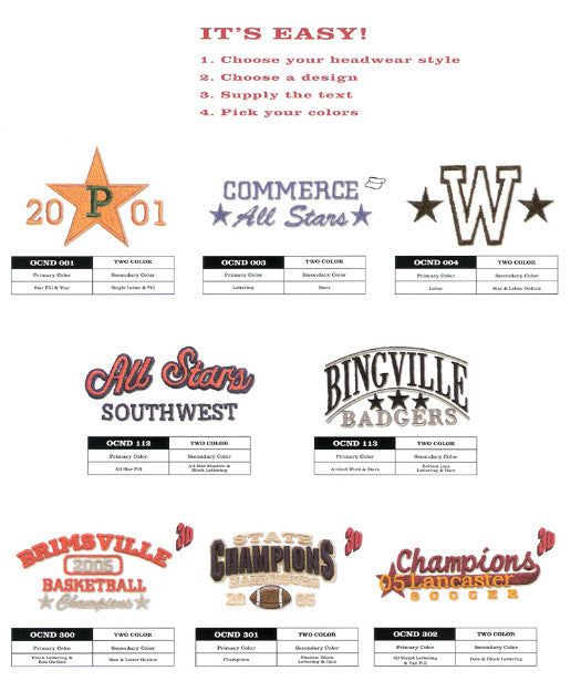 Outdoor Cap Embroidery And Logo Options 1 LETTER 1 COLOR EMBROIDERY FRONT
