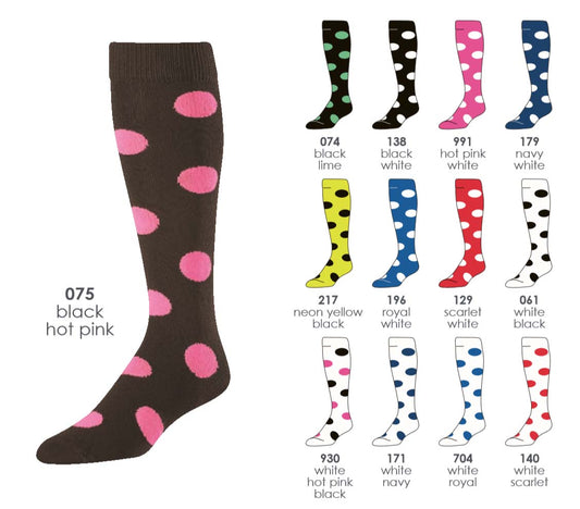 TCK Polka Dot All Sport Fashion Socks Heel & Toe Design Black/ Hot Pink / Small