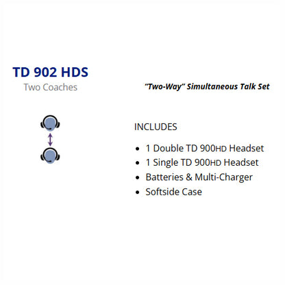 Porta Phone TD 902HDS (1 Dual Ear, 1 Single Ear) 2 Coach Single Channel Full Duplex System