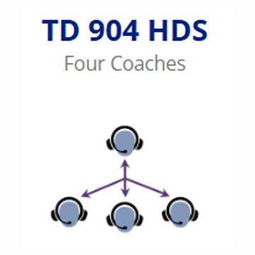Porta Phone TD 904HDS (1 Dual Ear, 3 Single Ear) 4 Coach Single Channel Full Duplex System