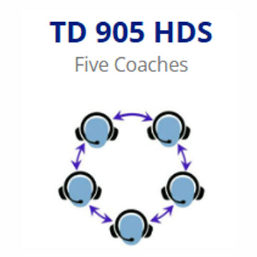 Porta Phone TD 905HDS (1 Dual Ear, 4 Single Ear) 5 Coach Single Channel Full Duplex System