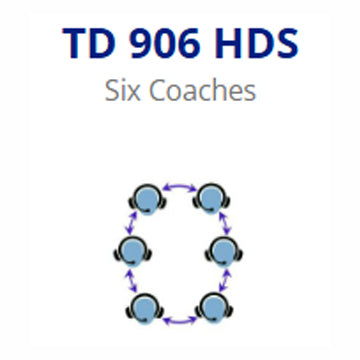 Porta Phone TD 906HDS (2 Dual Ear, 4 Single Ear) 6 Coach Single Channel Full Duplex System