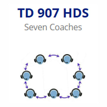 Porta Phone TD 907HDS (2 Dual Ear, 5 Single Ear) 7 Coach Single Channel Full Duplex System