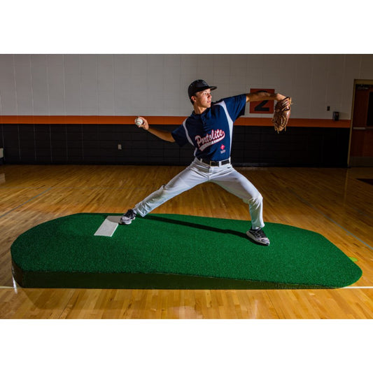 Portolite 1150 High School Standard One-Piece Baseball Practice Pitching Mound - 10"H x 10'6"L x 4'W Green Turf