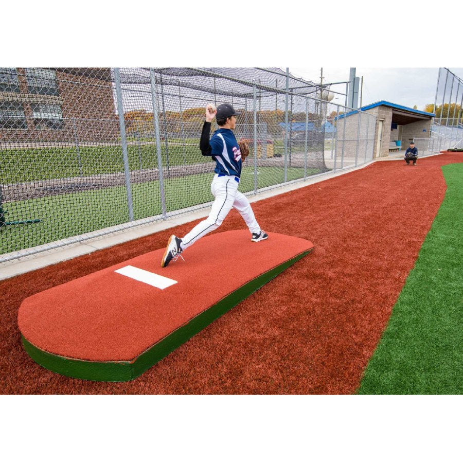 Portolite 1150 High School Standard One-Piece Baseball Practice Pitching Mound - 10"H x 10'6"L x 4'W Green Turf