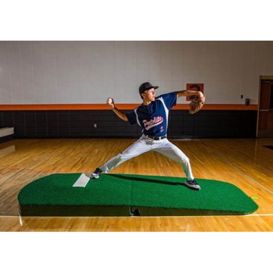 Portolite TPM1150 High School Standard Two-Piece Baseball Practice Pitching Mound - 10"H x 10'6"L x 4'W Green Turf