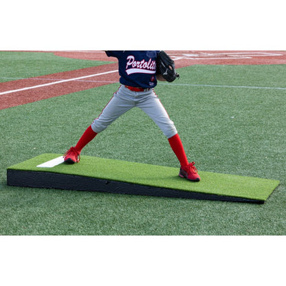 Portolite 8030 Youth Junior One-Piece Baseball Practice Pitching Mound - 6"H x 6'8"L x 2'6"W Green Turf